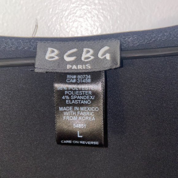 BCBG Paris Womens Long Sleeve V-Neck Fit and Flare Midi Dress Black Size L - Picture 3 of 4